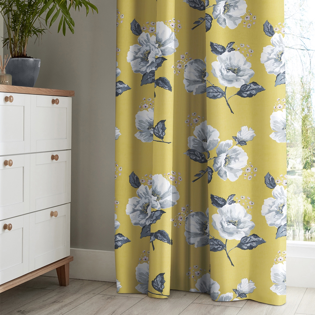 Product photograph of Cath Kidston Wild Poppies Citrine Curtain from Choice Furniture Superstore.